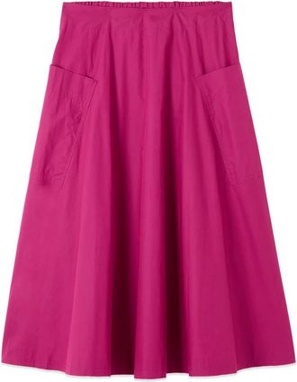 Oltre Uitlopende popeline rok - Dames - Midirokken - Roze - L - Katoen - Rokken