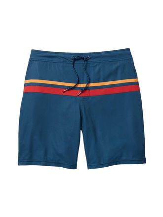 Fair Harbor Ozone Board Short -- Mens Swimsuits with BreezeKnit Liner, 10-inch Inseam -- Quick Dry, Performance Swim Trunks, Red Comp Stripe, M