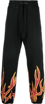 Palm Angels flame-detail track pants - men - Cotton/Polyurethane/Polyester - L - Black