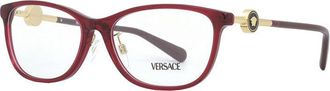 Versace Eyeglasses Round Full Rim, Transparent Red Frame And Clear Demo Lenses Lens Ve3297D388
