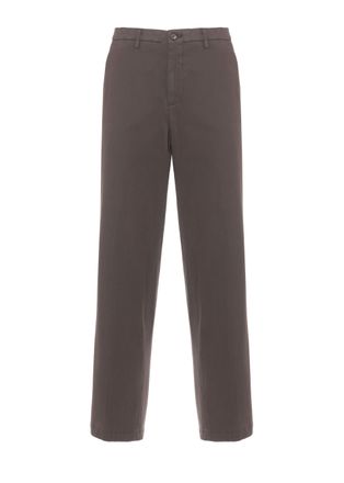 BRIGLIA 1949 Brown Jeangw Cotton-Blend Straight-Leg Pants