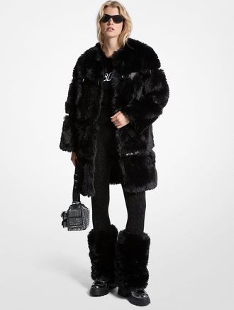 Michael Kors Faux Fur and Patent Coat