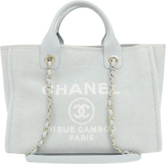 Chanel Pre-owned Deauville Mixed Fiber Calf Bag - Dames - Vintage Shopper - Blauw - ONE Size - Vintage