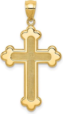 Diamond2Deal 14k Yellow Gold Satin Polished Budded Cross Pendant
