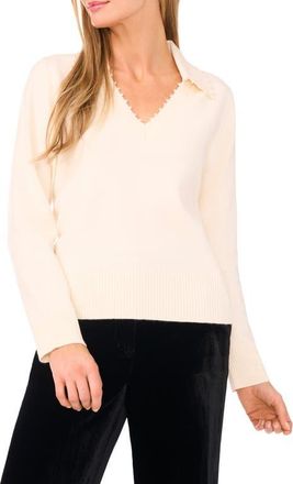Ted Baker Bead Detail Polo Sweater in Champagne Beige at Nordstrom, Size X-Small