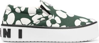Marni floral-print sneakers - women - Cotton - 35 - Green