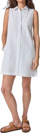 Lilla P Striped Button Down Mini Dress In Capri Stripe