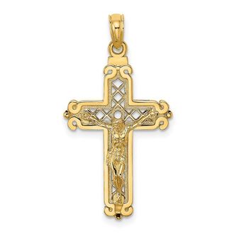 Diamond2Deal 14k Yellow Gold Fancy Crucifix Charm