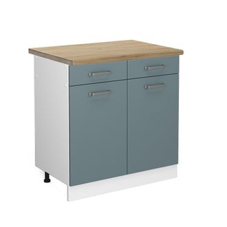 Vicco Mueble Bajo De Cocina R-line, Gris Azulado, 80 Cm, Et Roble