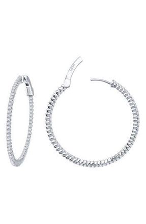 Lafonn Simulated Diamond Inside Out Hoop Earrings in Silver at Nordstrom Rack