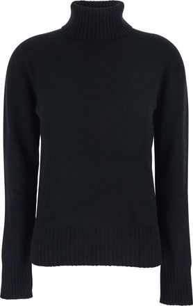 Mauro Grifoni Black Turtleneck Sweater With Ribbed Trims In Wool Woman