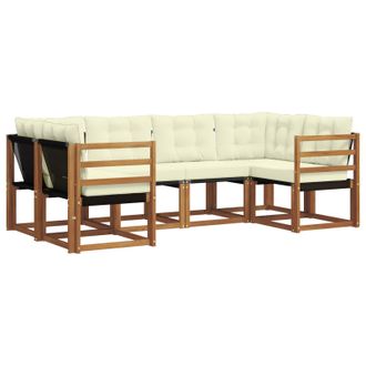 vidaXL Conjunto De Sof&aacute;s De Exterior Con Coj&iacute;n 6 Pcs Natural Y Crema Vidaxl