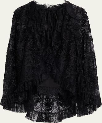 Kobi Halperin Harmony Ruffle-Trim Lace Blouse