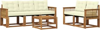 vidaXL Conjunto De Sof&aacute;s De Exterior 6 Uds. Natural Y Crema Vidaxl