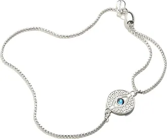 Alex and Ani Evil Eye Crystal Pull Chain Bracelet in Silver at Nordstrom, Size Small/medium