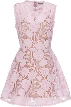 Self Portrait Kleedjes, Dames, Roze, XS, Leer, Lace Mini Jurk