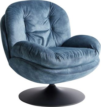 Beliani Sill&oacute;n giratorio Terciopelo Azul oscuro