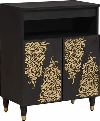 vidaXL Aparador Negro 60 X 33 X 75 Cm Madera De Mango Maciza Vidaxl