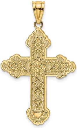 Diamond2Deal 14k Yellow Gold Flower Center Scroll Cross Charm Pendant