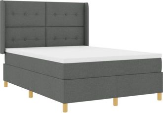 vidaXL Box Spring Bed with Mattress Dark grey 140 x 200 cm Fabric vidaXL