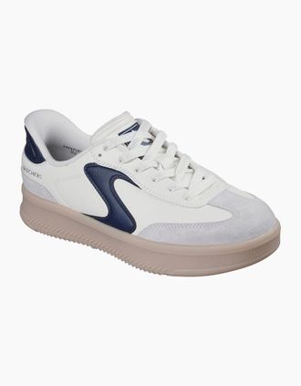 Skechers Womens Skechers Hotshot HI - Lifted Luxe Polyurethane Womens Off White/Navy Trainers - Size: 7