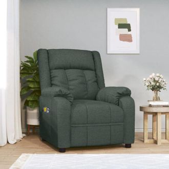 vidaXL Sill&oacute;n De Masaje El&eacute;ctrico Tela Verde Oscuro Vidaxl