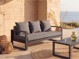 Vente-Unique Sof&aacute; de jard&iacute;n de 3 plazas de aluminio - Antracita - MOLOKAI