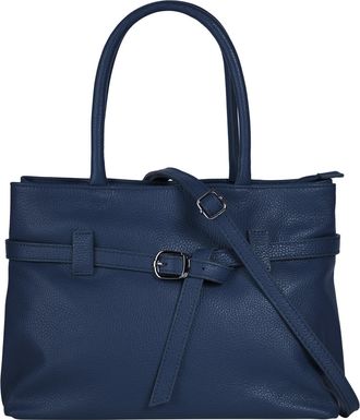 Cluty Henkeltasche CLUTY, Damen, Gr. B/H/T: 33cm x 23cm x 15cm onesize, blau, Leder, leicht gl&auml;nzend, unifarben, Taschen Henkeltasche, echt Leder, Made in I