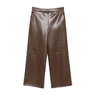 Max Mara Broeken, Dames, Bruin, M, Leer, Wijde Broeken