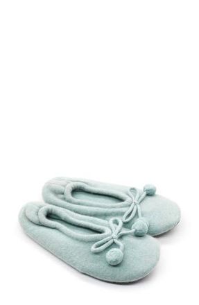 Portolano Cashmere Ballerina Pom Slipper in Cloud Blue/Black at Nordstrom Rack, Size X-Large