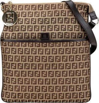 Fendi Pre-owned Zucchino Canvas Crossbody - Dames - Vintage Schoudertas - Bruin - ONE Size - Leer - Vintage
