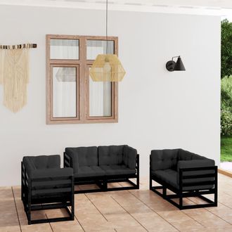 vidaXL Juego De Muebles De Jard&iacute;n 6 Pzas Y Cojines Madera Pino Maciza Vidaxl