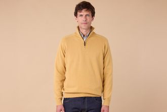 Bexley Jersey de hombre de lana con cuello con cremallera - Oro jaspeado - KENNETH