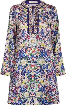 Mary Katrantzou Multicolour Floral Jewel-Neck Tunic Mini Dress Size M