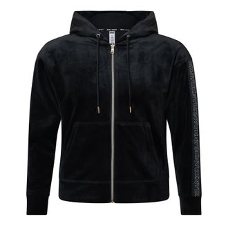 DKNY Womens DKNY Velour Full-Zip Hoodie in Black