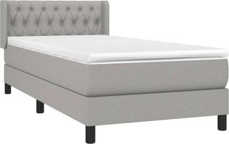 vidaXL Cama Box Spring Con Colch&oacute;n Tela Gris Claro 90x200 Cm Vidaxl