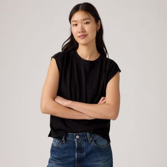 Levi's Pleated Muscle Tank Top - Womens - XS - Black