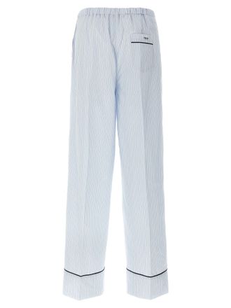 Prada Striped Cotton Poplin Trousers - Light Blue
