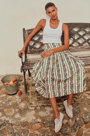 The Great. Cotton Regency Midi Skirt