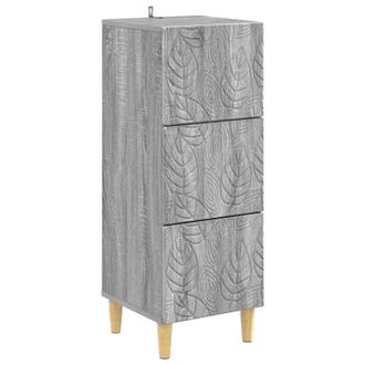 vidaXL Cajonera Sonoma Gris 33 X 34,5 X 90 Cm Madera De Ingenier&iacute;a Vidaxl