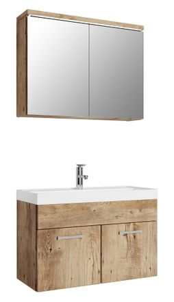 Badplaats Conjunto De Ba&ntilde;o Paso 02 80 Cm - Roble Casta&ntilde;o - Mueble De Ba&ntilde;o