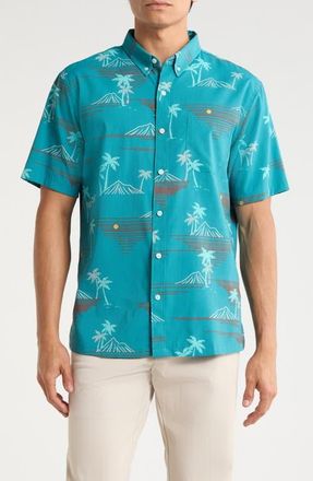 Tori Richard Oasis Short Sleeve Button-Down Shirt in Peacock at Nordstrom, Size Xx-Large
