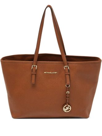 Michael Kors Leren shopper met logoprint - Bruin
