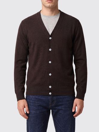 Ballantyne V-Neck Pure Wool Cardigan with Ribbed Trims