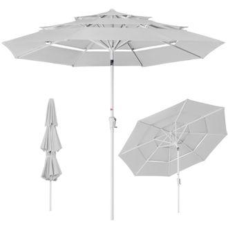 Best Choice Products 10ft 3-Tier Patio Umbrella White Pole, Outdoor Market Umbrella Steel Pole