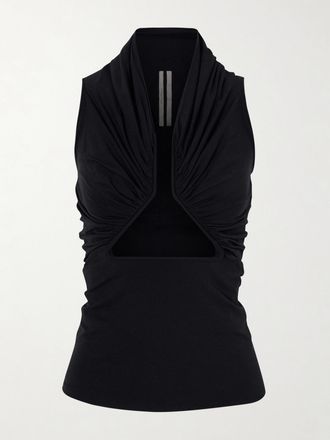 Rick Owens Top Cut-out In Jersey Con Arricciatura - Nero