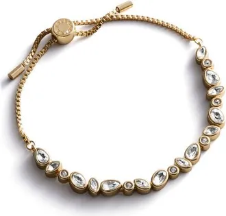 BaubleBar Kayden Pull-Tie Bracelet in Brass/multi Glass Crystal at Nordstrom