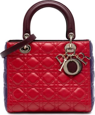Dior 2015 medium driekleurige Lambskin Cannage Lady Dior tas - Veelkleurig