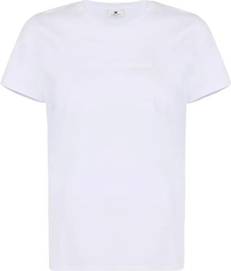 Elisabetta Franchi T-shirt met geborduurd logo - Beige