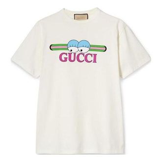 Gucci Cotton Jersey T-Shirt With Gucci Print Off White 785345-XJGIM-9095